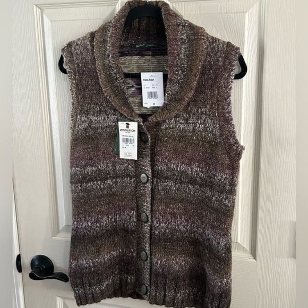 WOOLRICH Kendal Creek Sweater Vest Medium, Shale Button - Picture 8 of 15